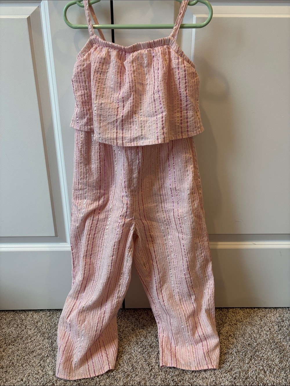 J. Crew Factory Pink Striped Girls' Sleeveless Jumpsuit